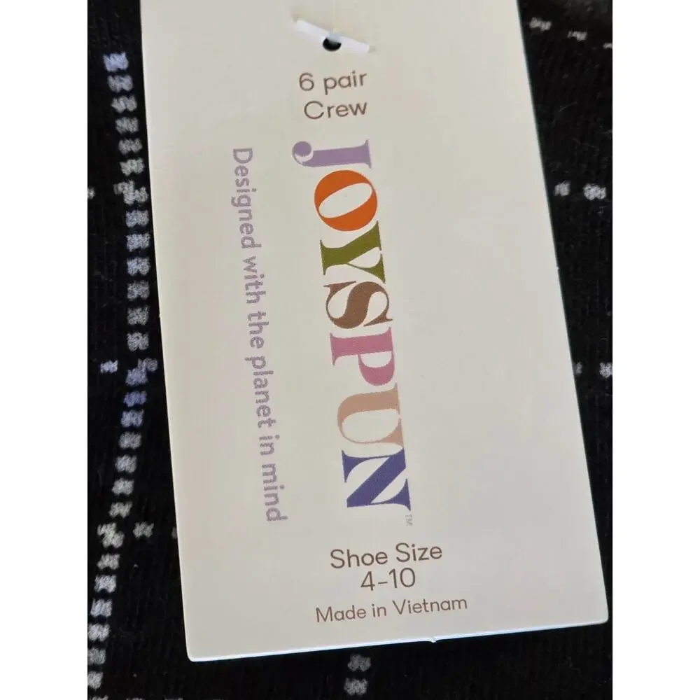 Joyspun Women's Essentials Crew Dress Socks, 6-Pack, Fits Shoe Sizes 4-10
